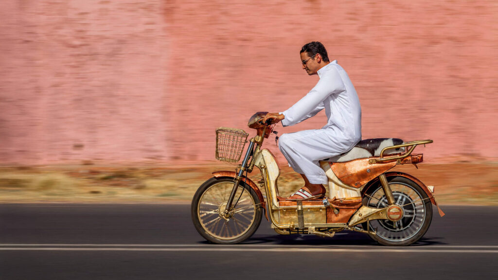 A person on a motorbike