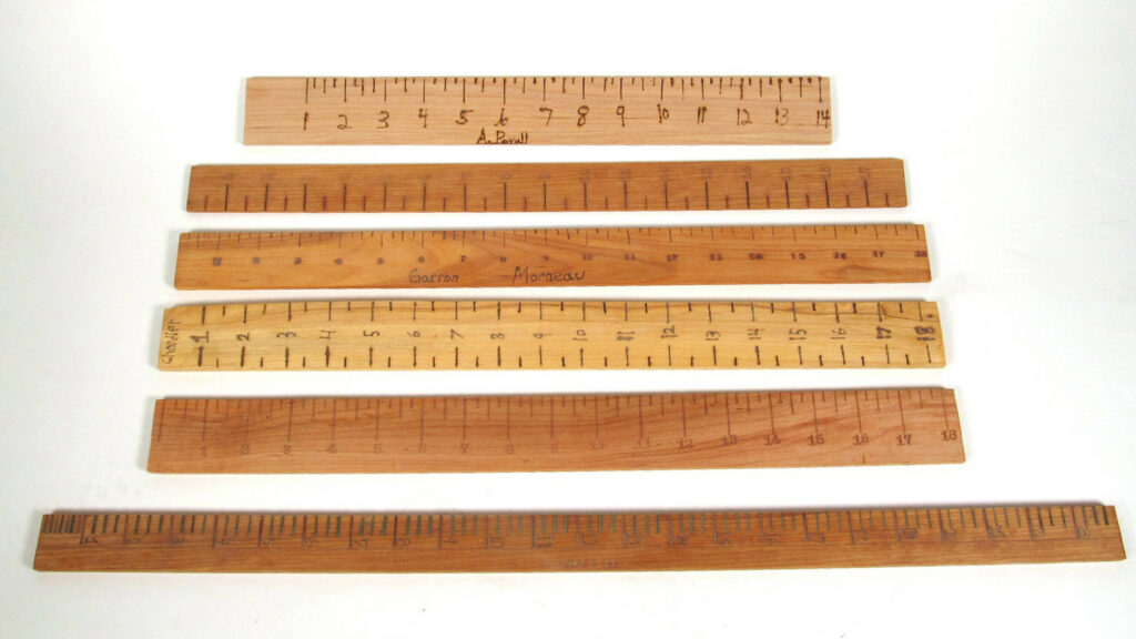 A selection of wooden rulers